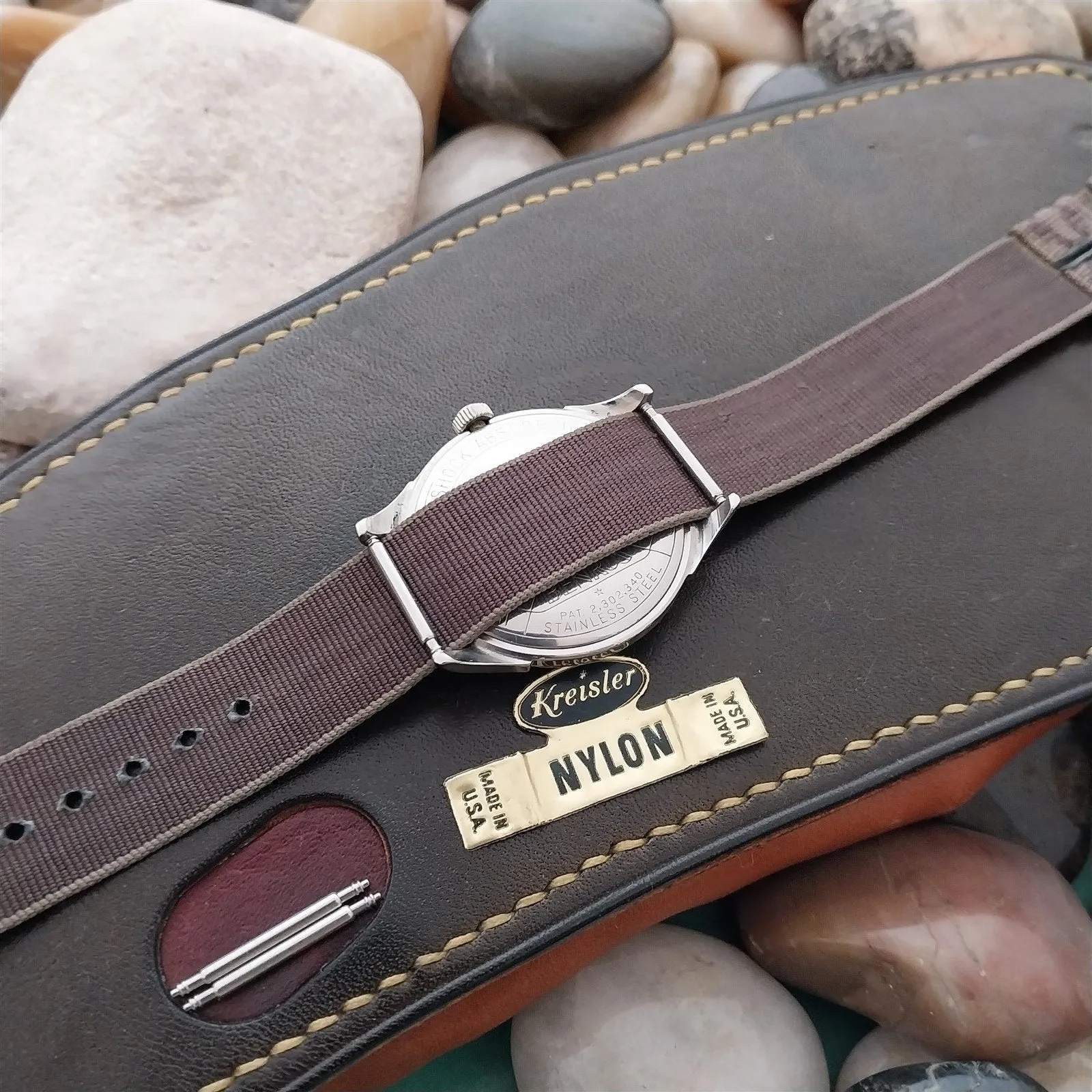 16mm Kreisler Patterned Nylon Slip-Through Unused 1950s Vintage Watch Band