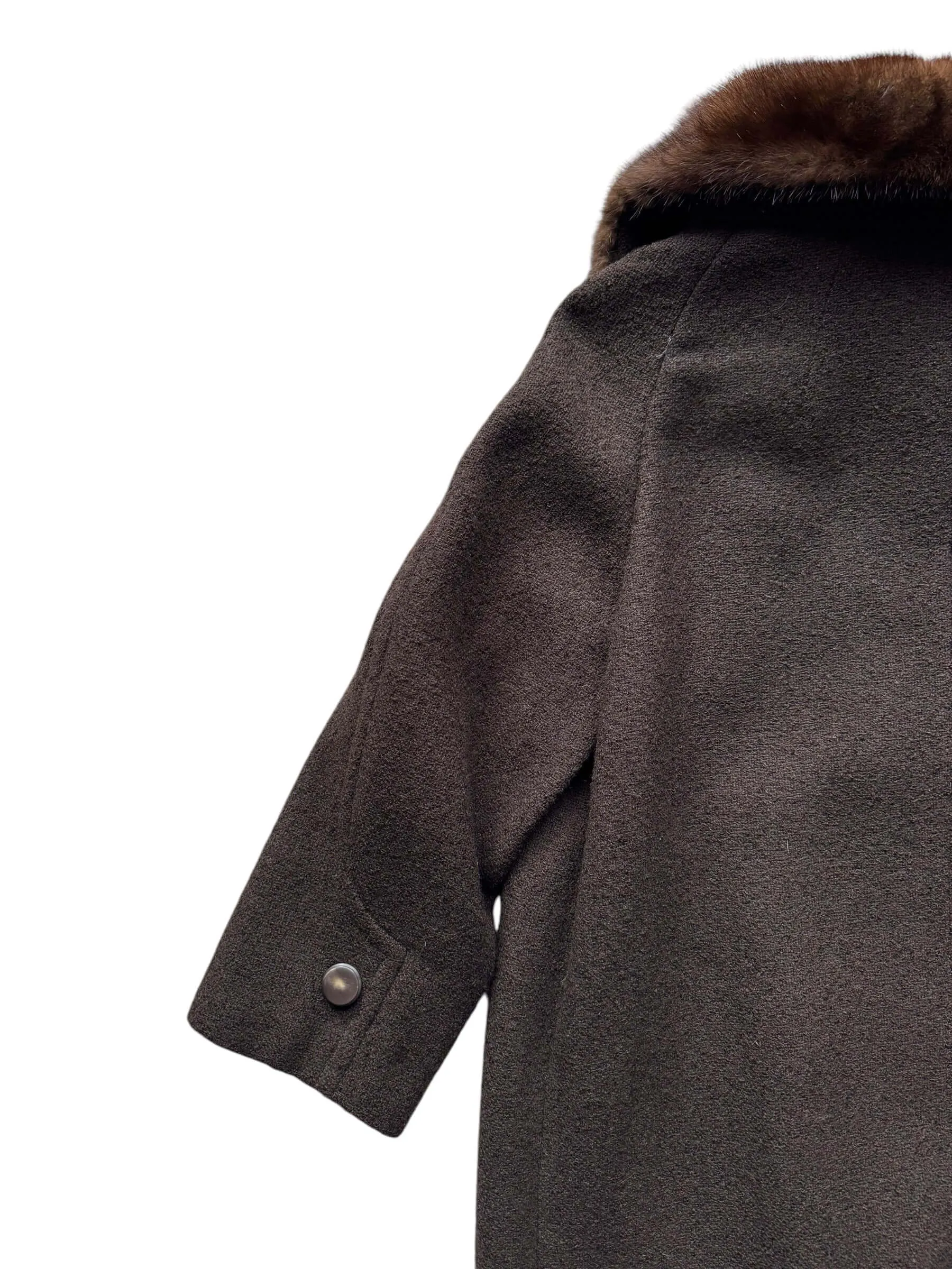 1960s Shagmoor Brown Coat with Mink Collar M-XL