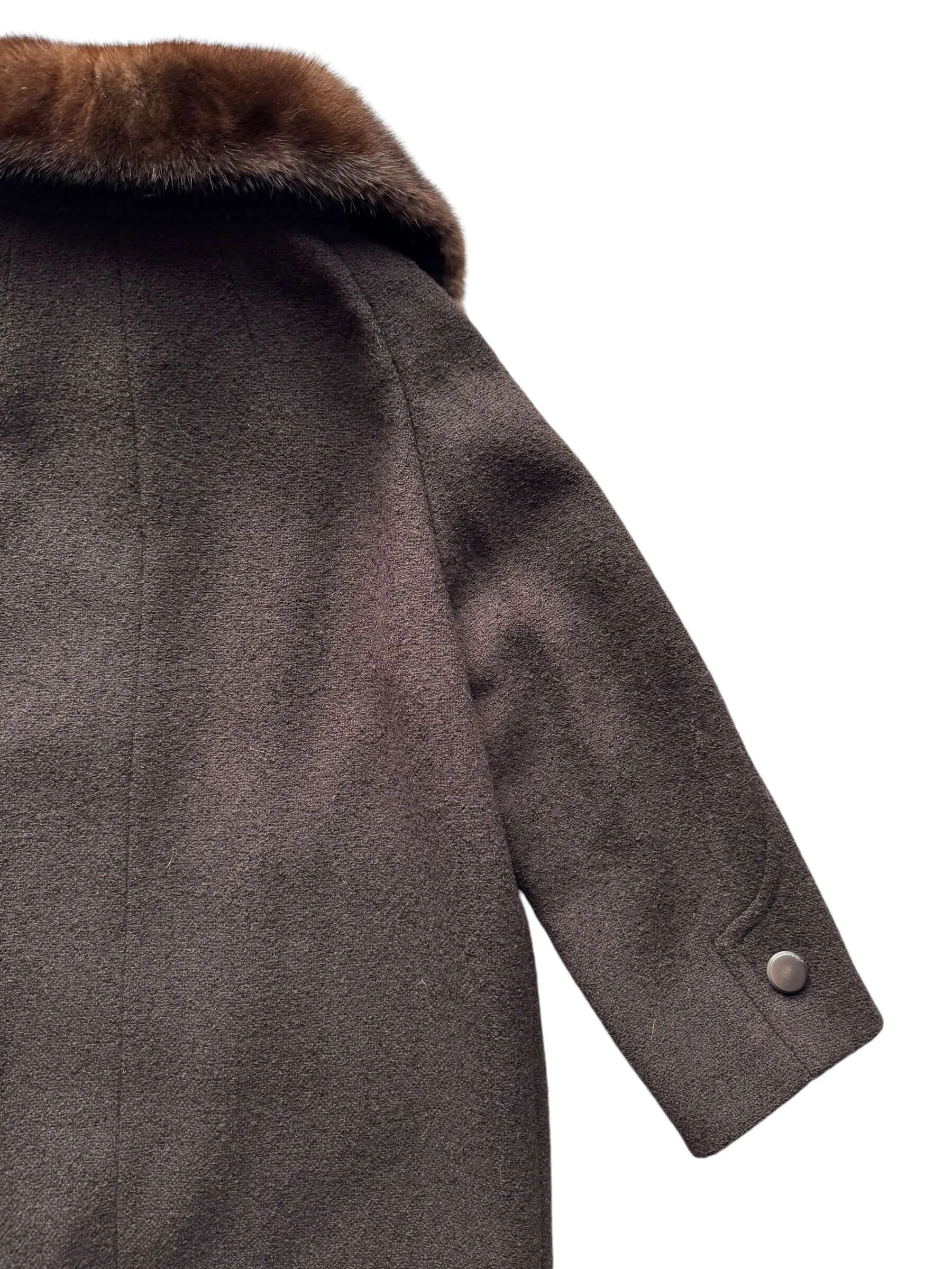 1960s Shagmoor Brown Coat with Mink Collar M-XL
