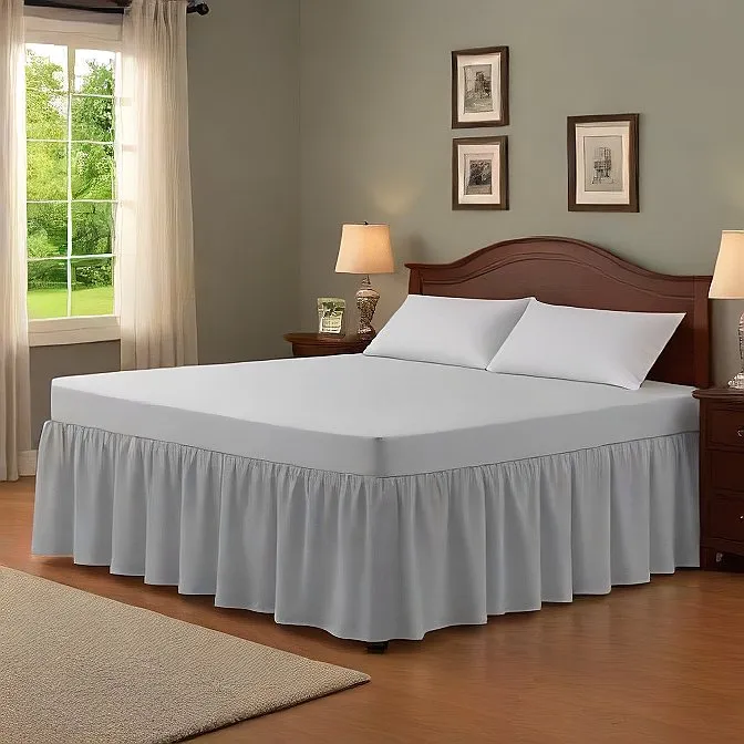 8" Inch Drop Wrap-Around Bed Skirt Ivory 1-Piece Egyptian Cotton