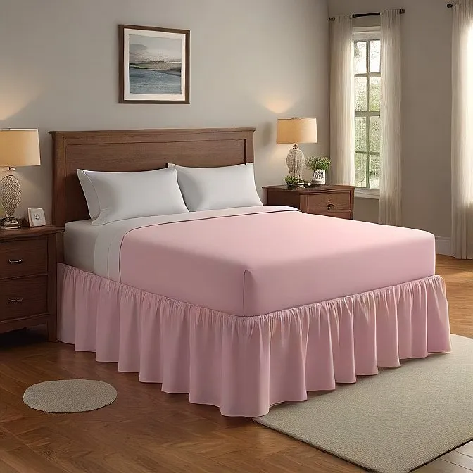 8" Inch Drop Wrap-Around Bed Skirt Ivory 1-Piece Egyptian Cotton