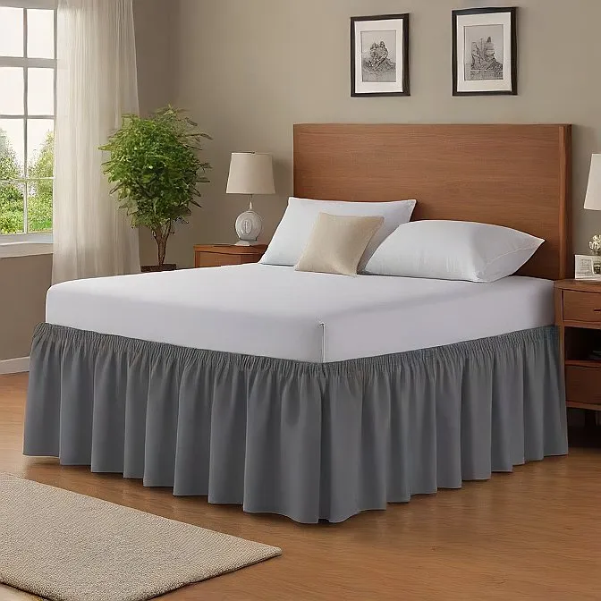 8" Inch Drop Wrap-Around Bed Skirt Ivory 1-Piece Egyptian Cotton