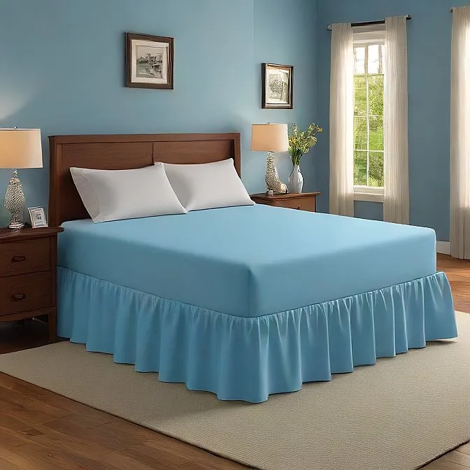 8" Inch Drop Wrap-Around Bed Skirt Ivory 1-Piece Egyptian Cotton