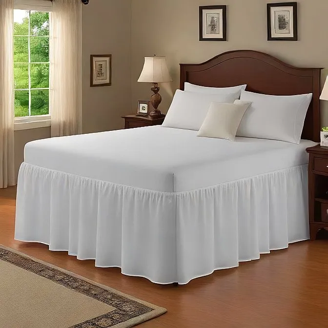 8" Inch Drop Wrap-Around Bed Skirt Ivory 1-Piece Egyptian Cotton