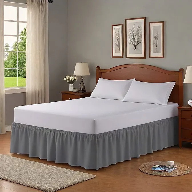 8" Inch Drop Wrap-Around Bed Skirt Ivory 1-Piece Egyptian Cotton