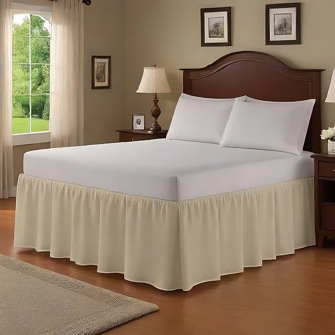 8" Inch Drop Wrap-Around Bed Skirt Ivory 1-Piece Egyptian Cotton