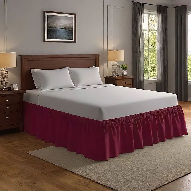 8" Inch Drop Wrap-Around Bed Skirt Ivory 1-Piece Egyptian Cotton