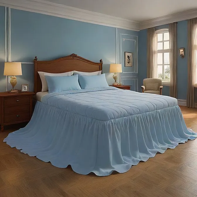 8" Inch Drop Wrap-Around Bed Skirt Ivory 1-Piece Egyptian Cotton