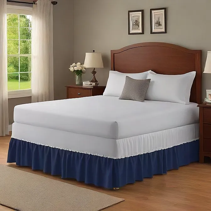 8" Inch Drop Wrap-Around Bed Skirt Ivory 1-Piece Egyptian Cotton