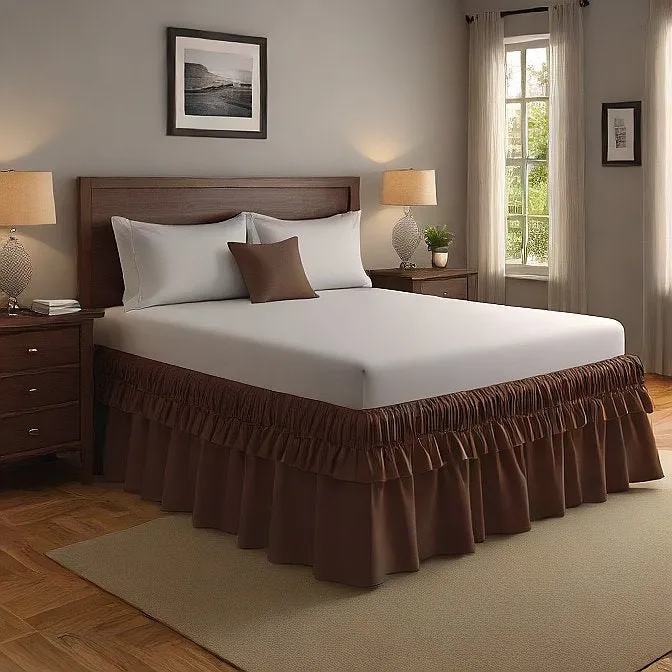8" Inch Drop Wrap-Around Bed Skirt Ivory 1-Piece Egyptian Cotton