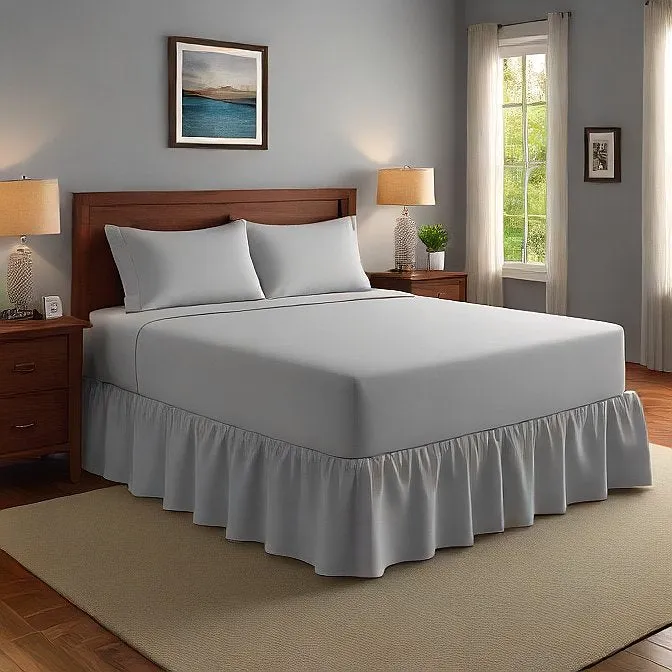 8" Inch Drop Wrap-Around Bed Skirt Ivory 1-Piece Egyptian Cotton
