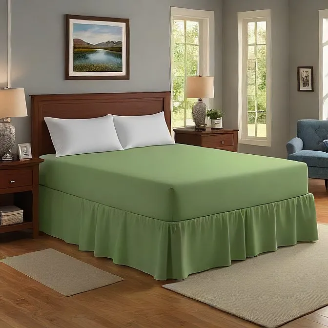 8" Inch Drop Wrap-Around Bed Skirt Ivory 1-Piece Egyptian Cotton