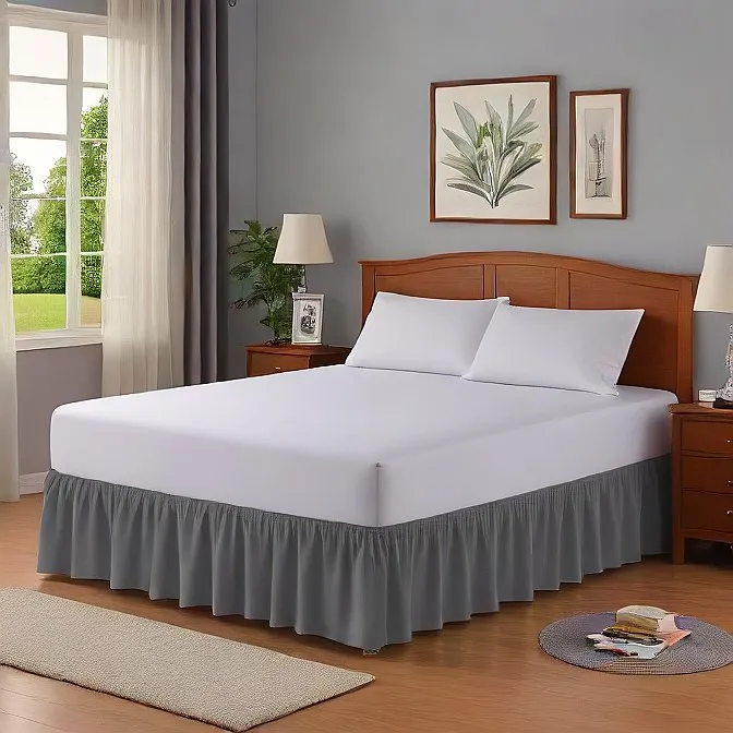 8" Inch Drop Wrap-Around Bed Skirt Ivory 1-Piece Egyptian Cotton