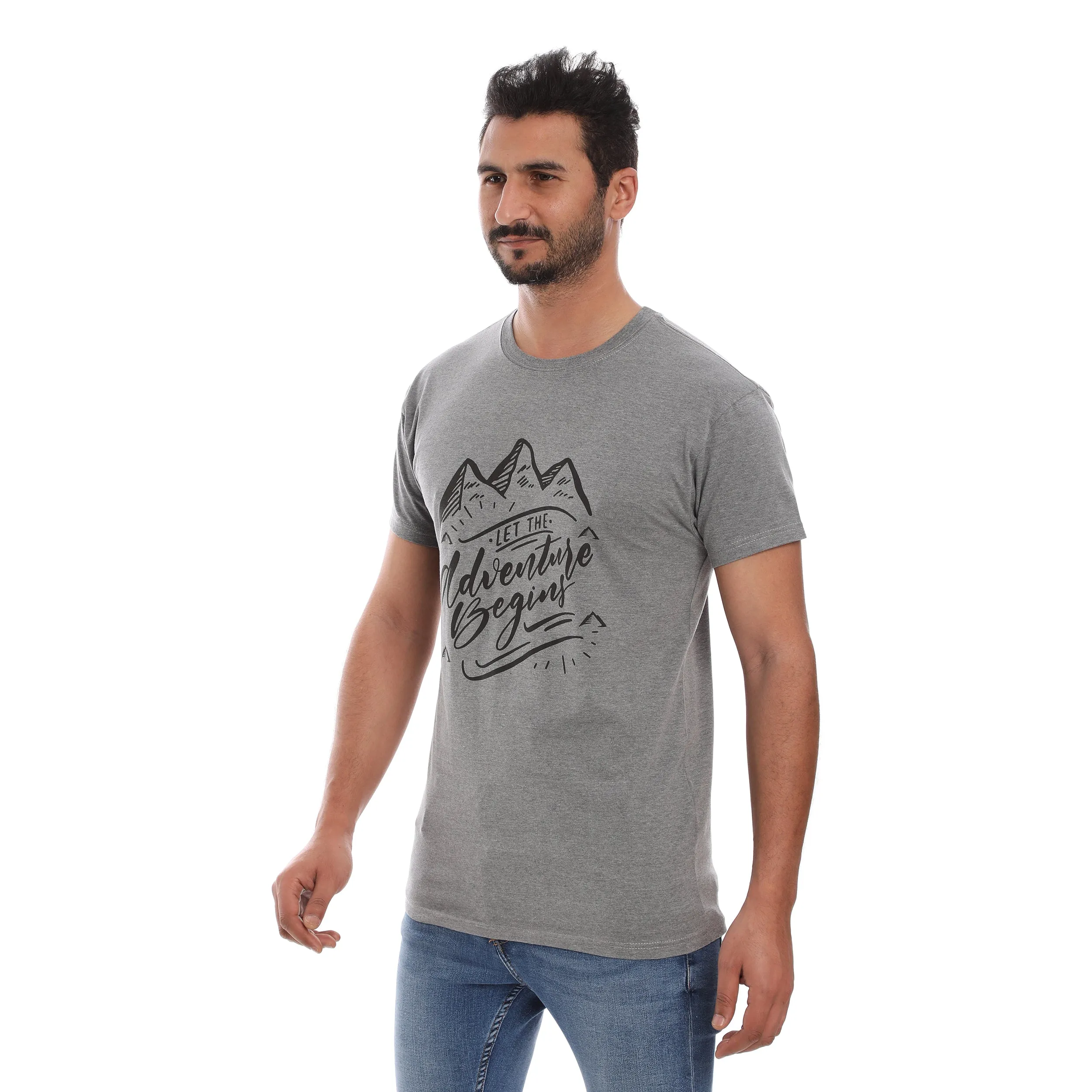 ADVENTURE COTTON RICH GREY SHORT SLEEVE CREW NECK