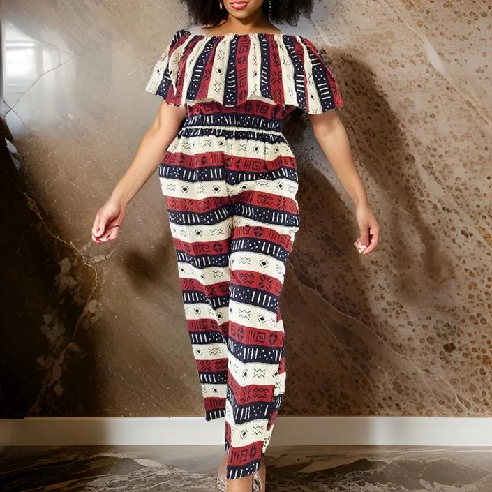 African Print Palazzo Jumpsuit