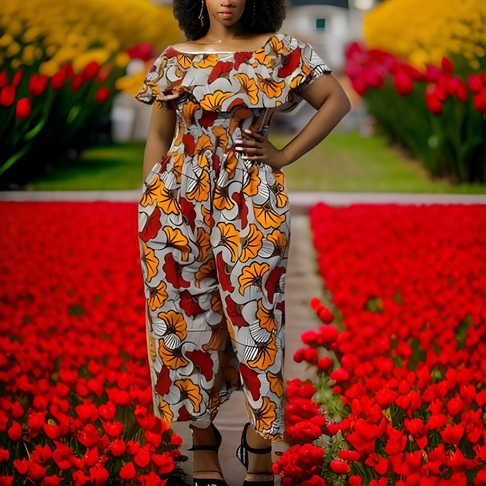 African Print Palazzo Jumpsuit