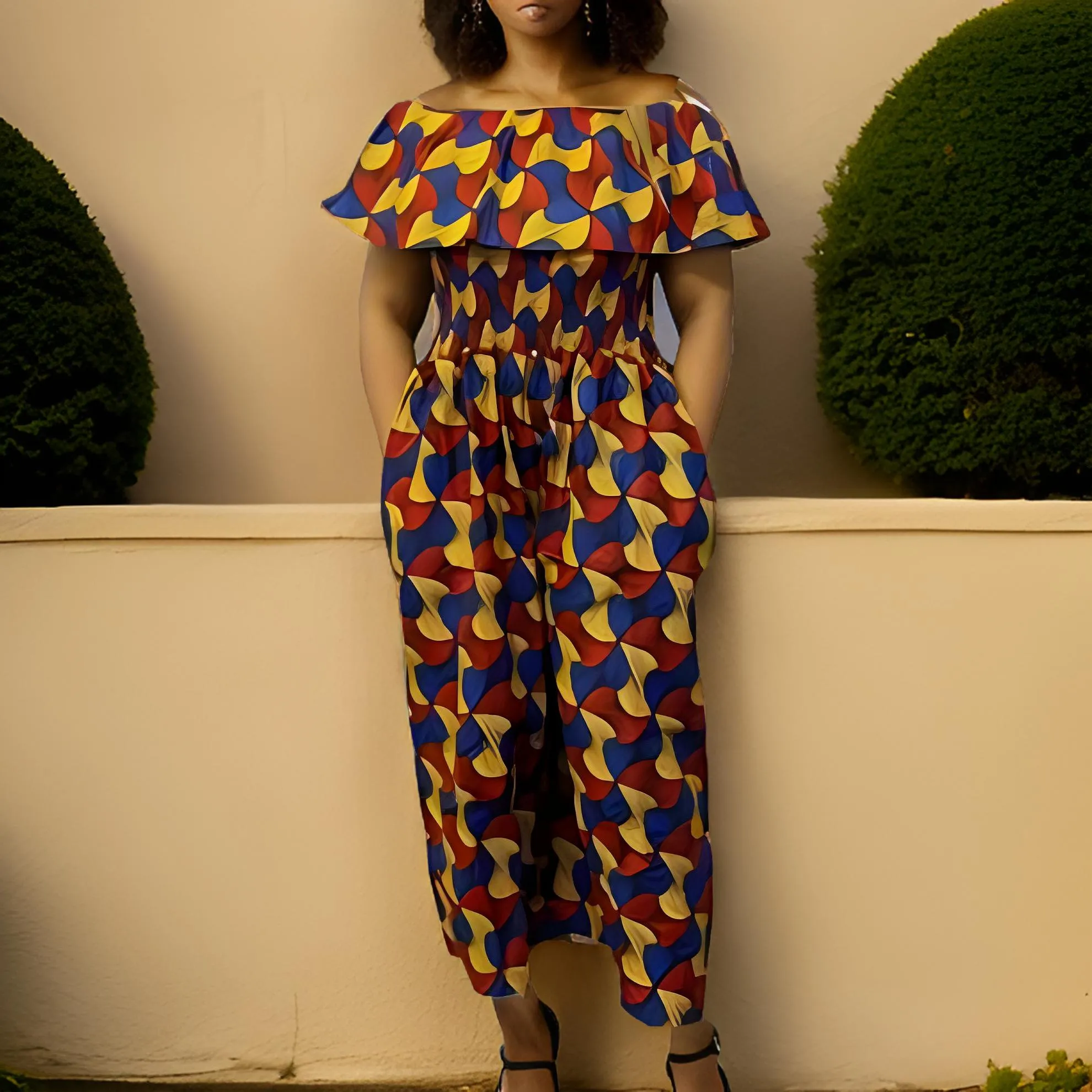 African Print Palazzo Jumpsuit