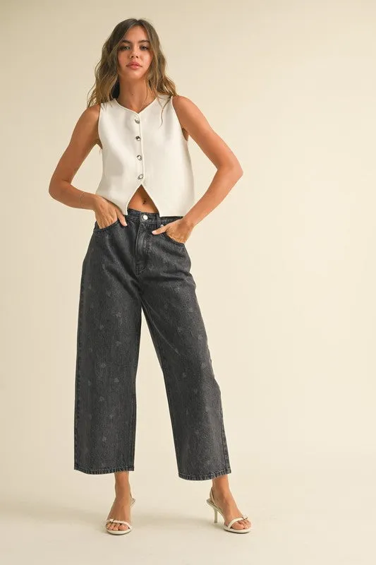 Alexis Sleeveless Button Down Knit Vest White