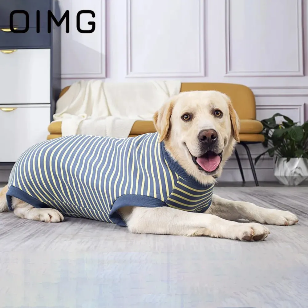 AnniePaw Striped Cotton T-shirt for Large Dogs Breathable Casual Vest