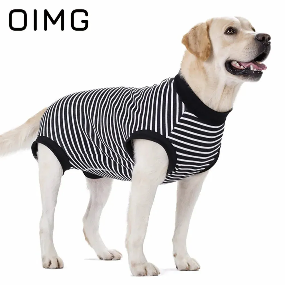 AnniePaw Striped Cotton T-shirt for Large Dogs Breathable Casual Vest