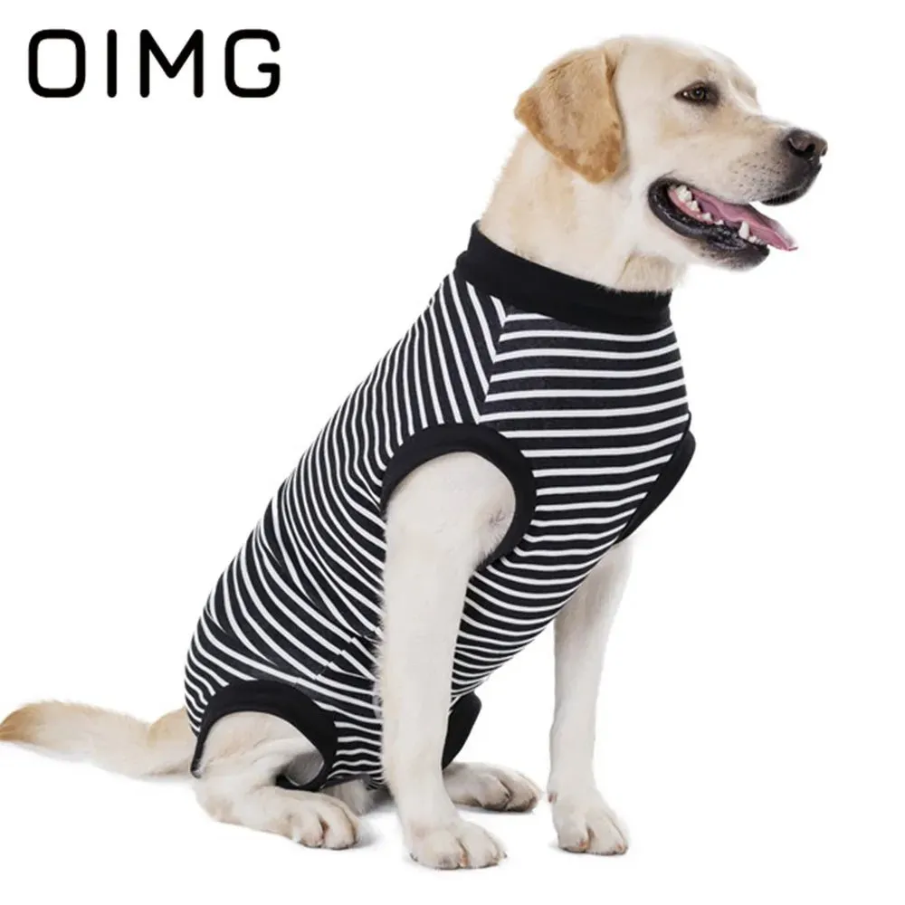 AnniePaw Striped Cotton T-shirt for Large Dogs Breathable Casual Vest