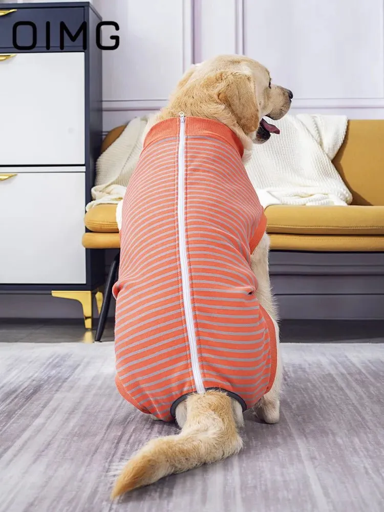 AnniePaw Striped Cotton T-shirt for Large Dogs Breathable Casual Vest