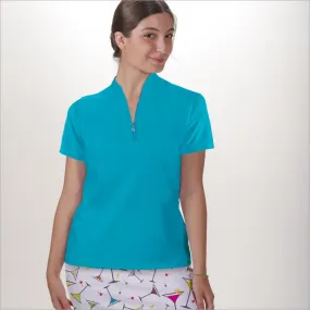 AQUA POLO QUARTER ZIP TOP
