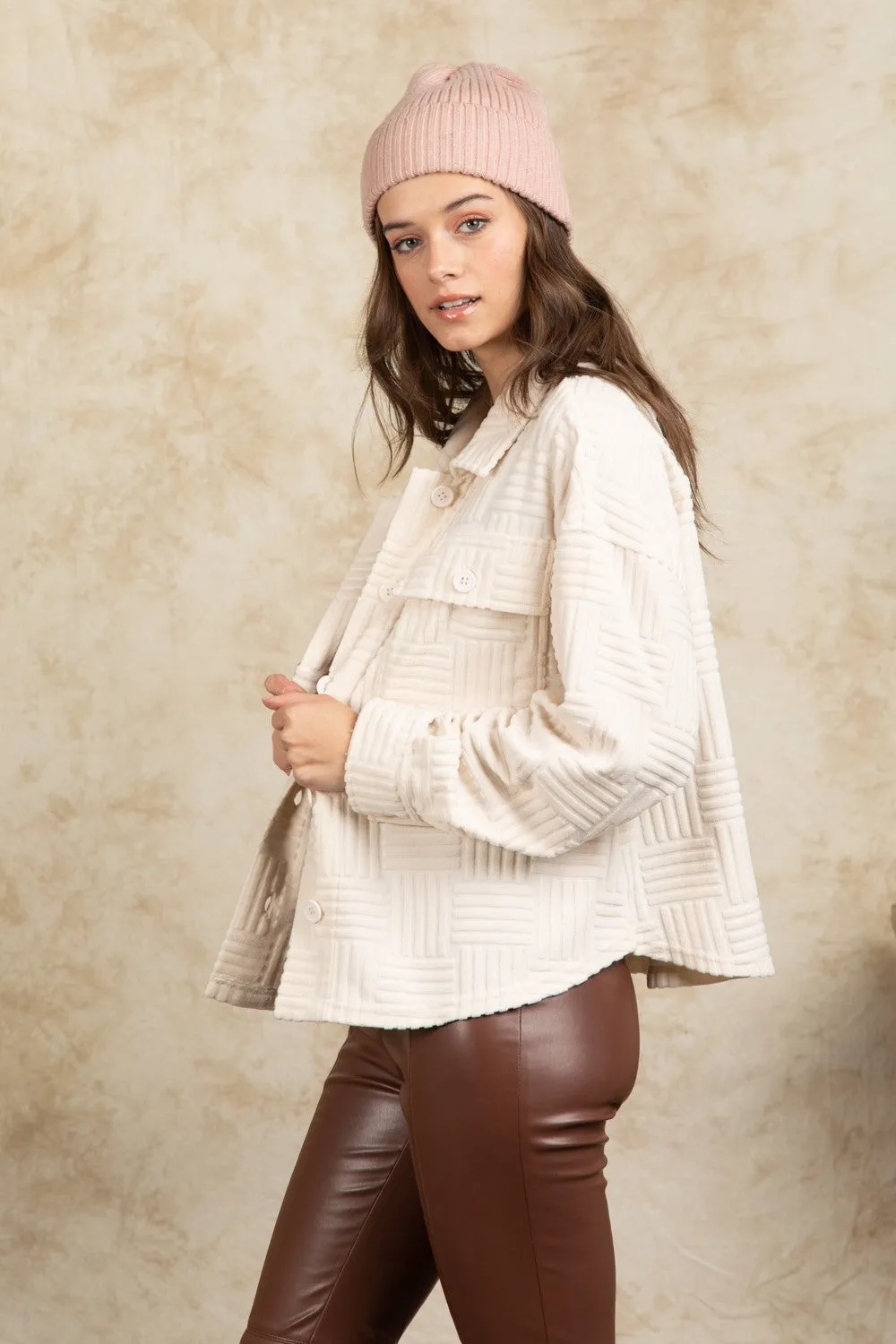 Around The Block Shacket - Ivory