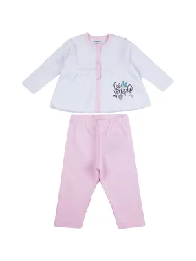 Baby Top & Bottom Set - Be Happy Print - Pink