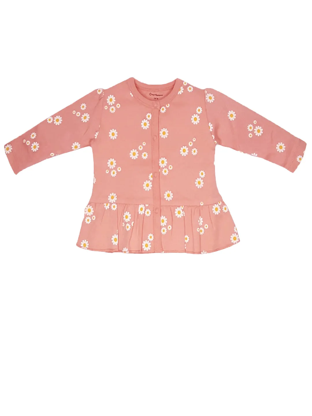 Baby Top & Bottom Set - Peach Daisy Print