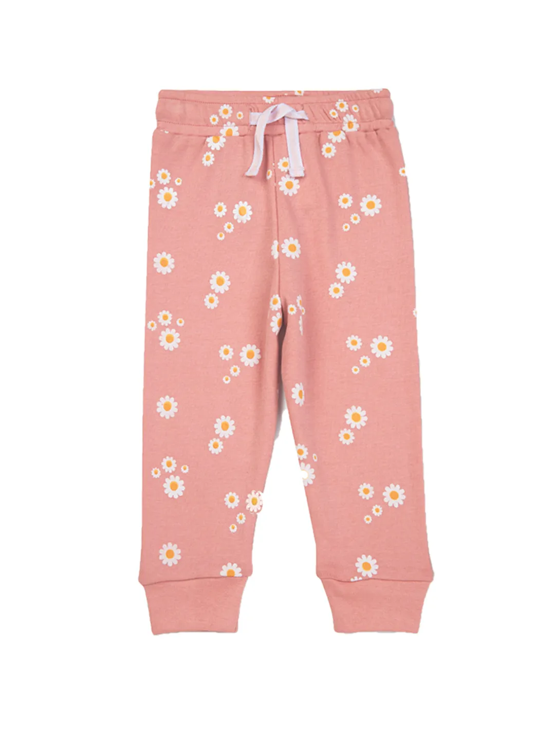 Baby Top & Bottom Set - Peach Daisy Print
