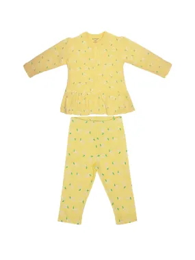 Baby Top & Bottom Set - Yellow Lemon Print