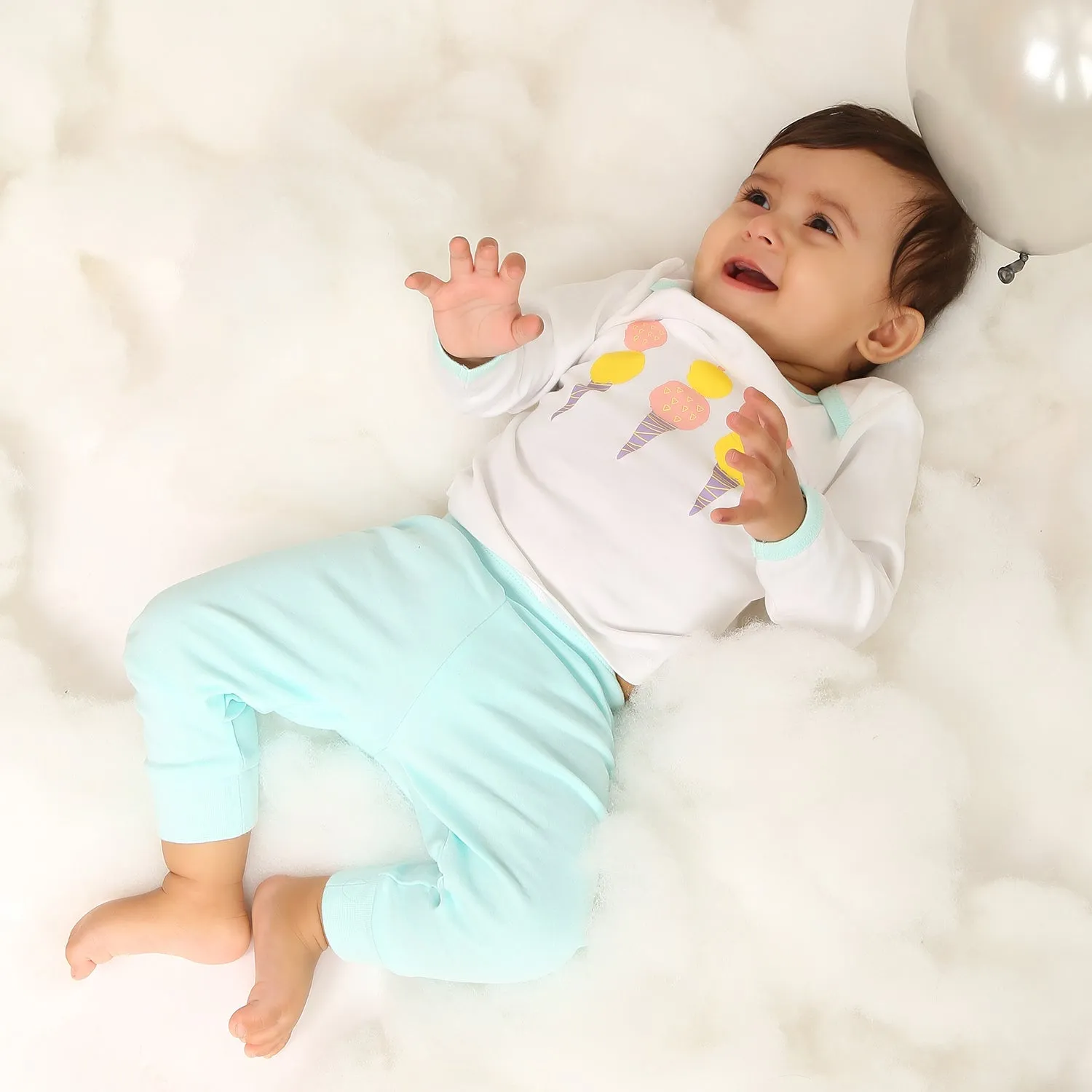 Baby Top And Bottom Set - Aqua