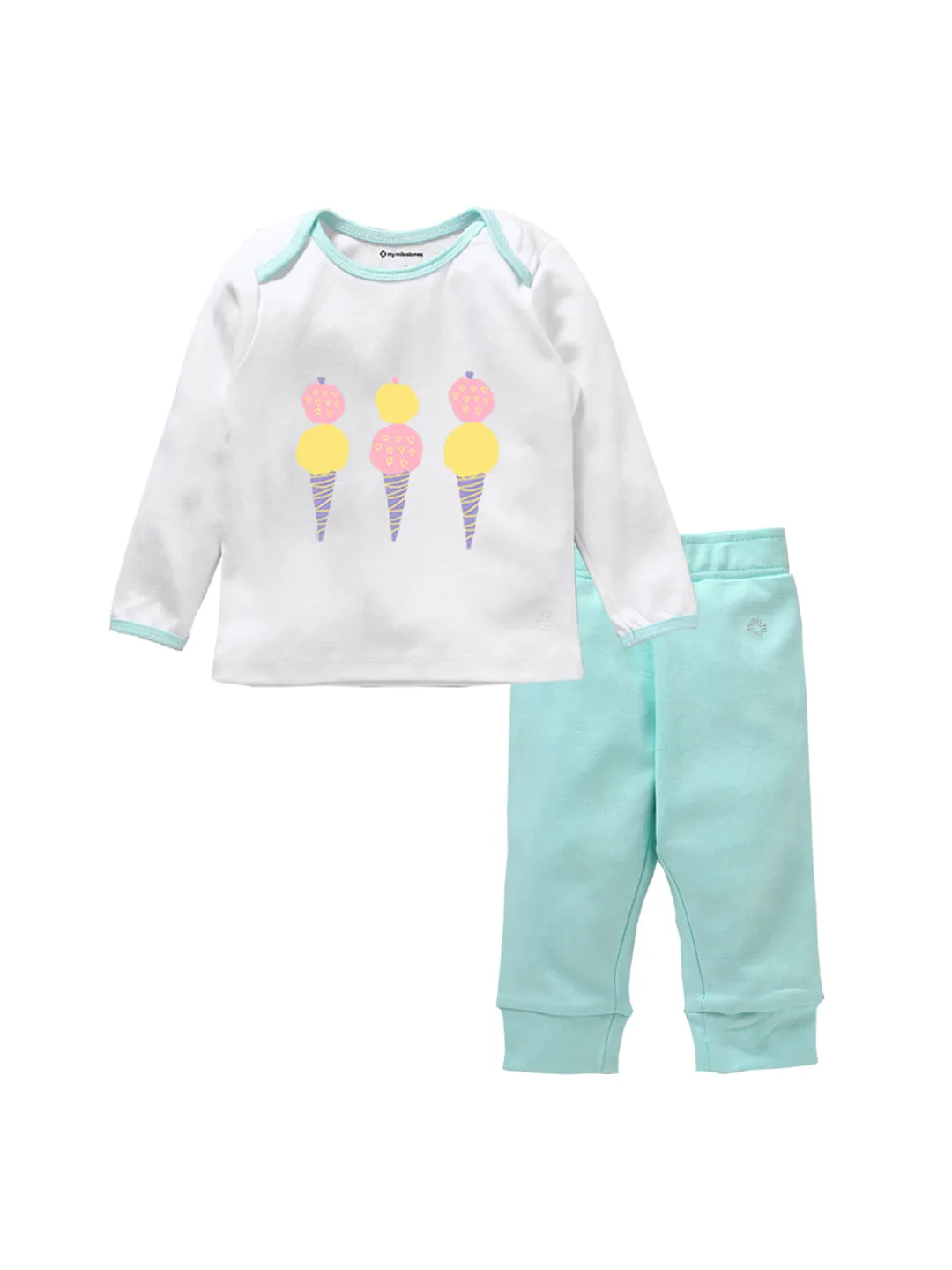 Baby Top And Bottom Set - Aqua