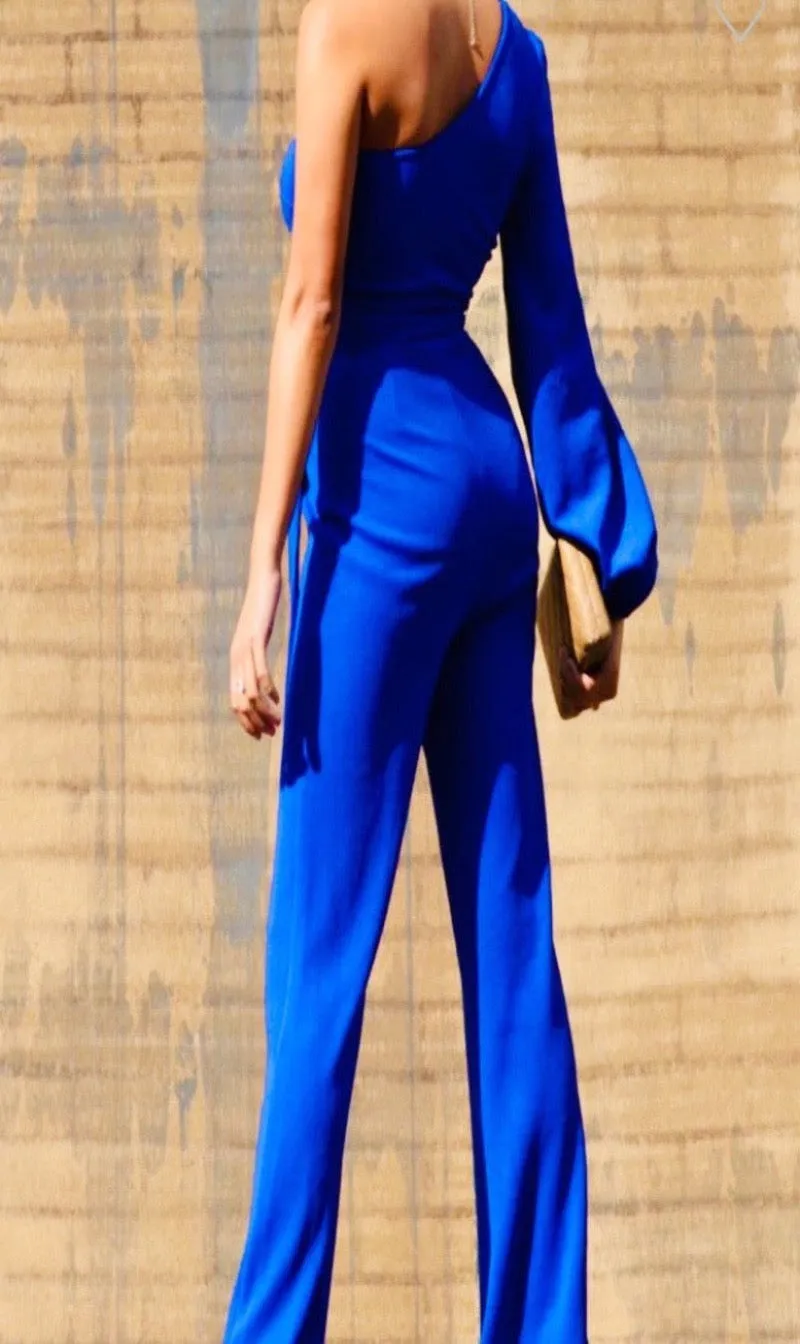 Bashin Blu One Shoulder Jumpsuit