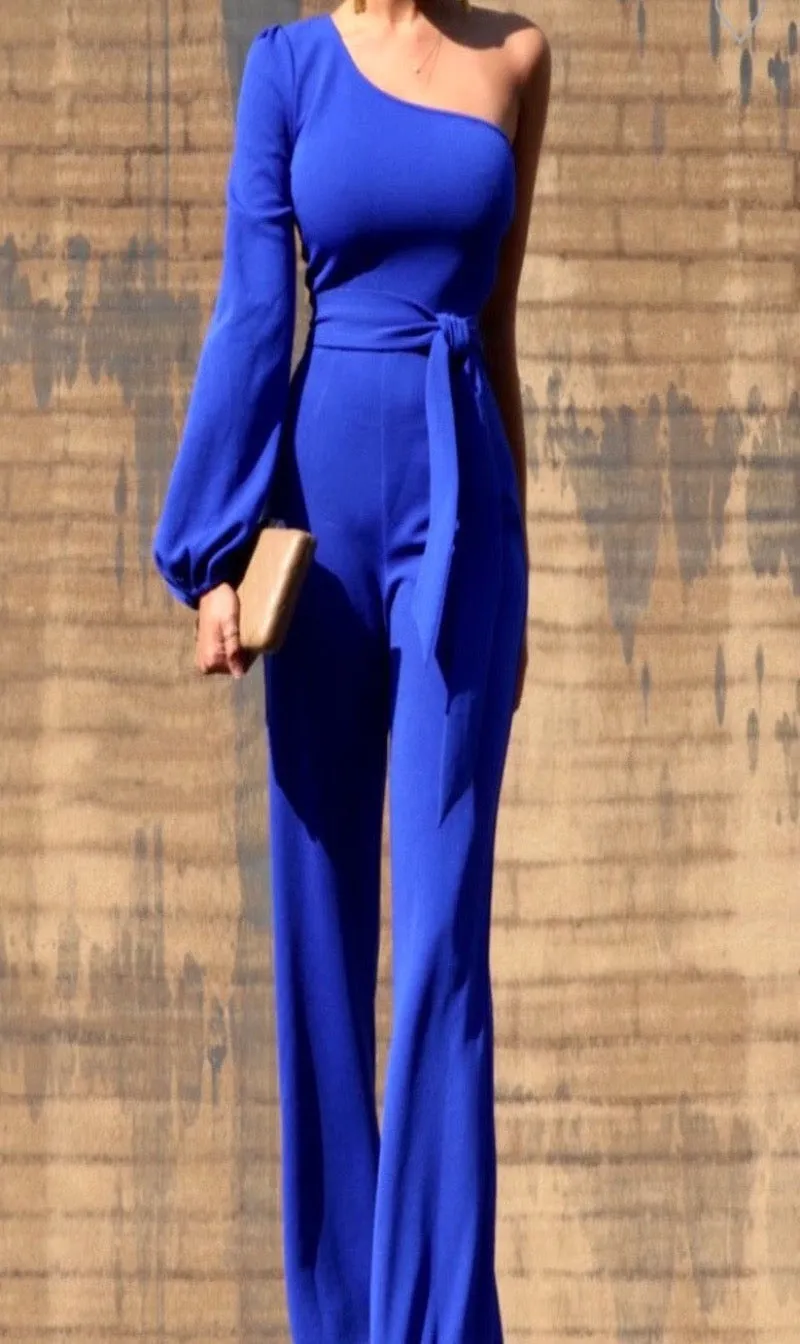 Bashin Blu One Shoulder Jumpsuit