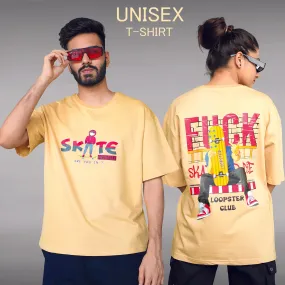 Beige Premium Relaxed Fit T-shirt with skate graphic (230 GSM)