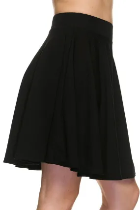 Black Textured Skater Skirt