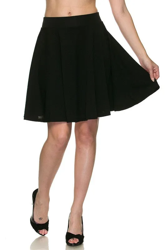 Black Textured Skater Skirt