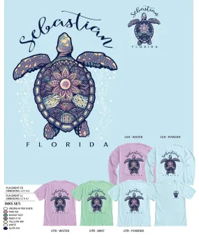 Blue 84 Bubbling Sea Turtle LS  TS (Crew Neck)