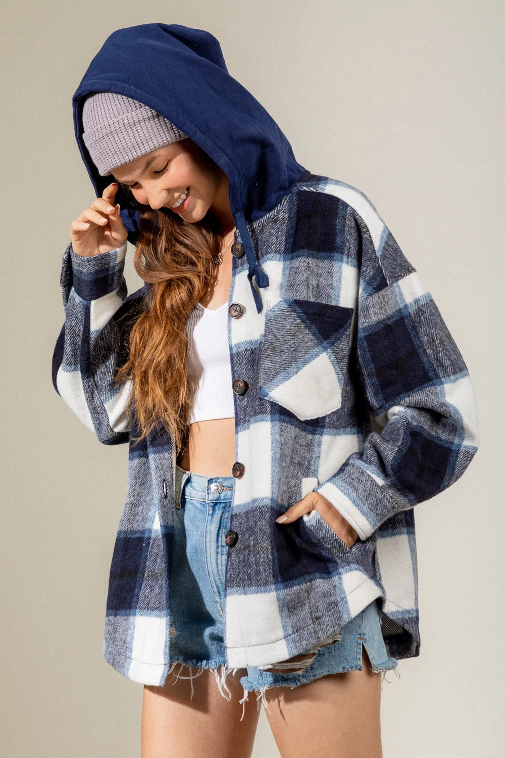 Bonfire Heart Shacket - Navy Mix