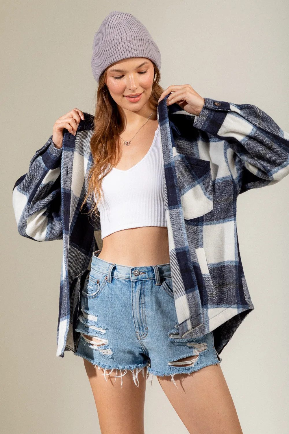 Bonfire Heart Shacket - Navy Mix