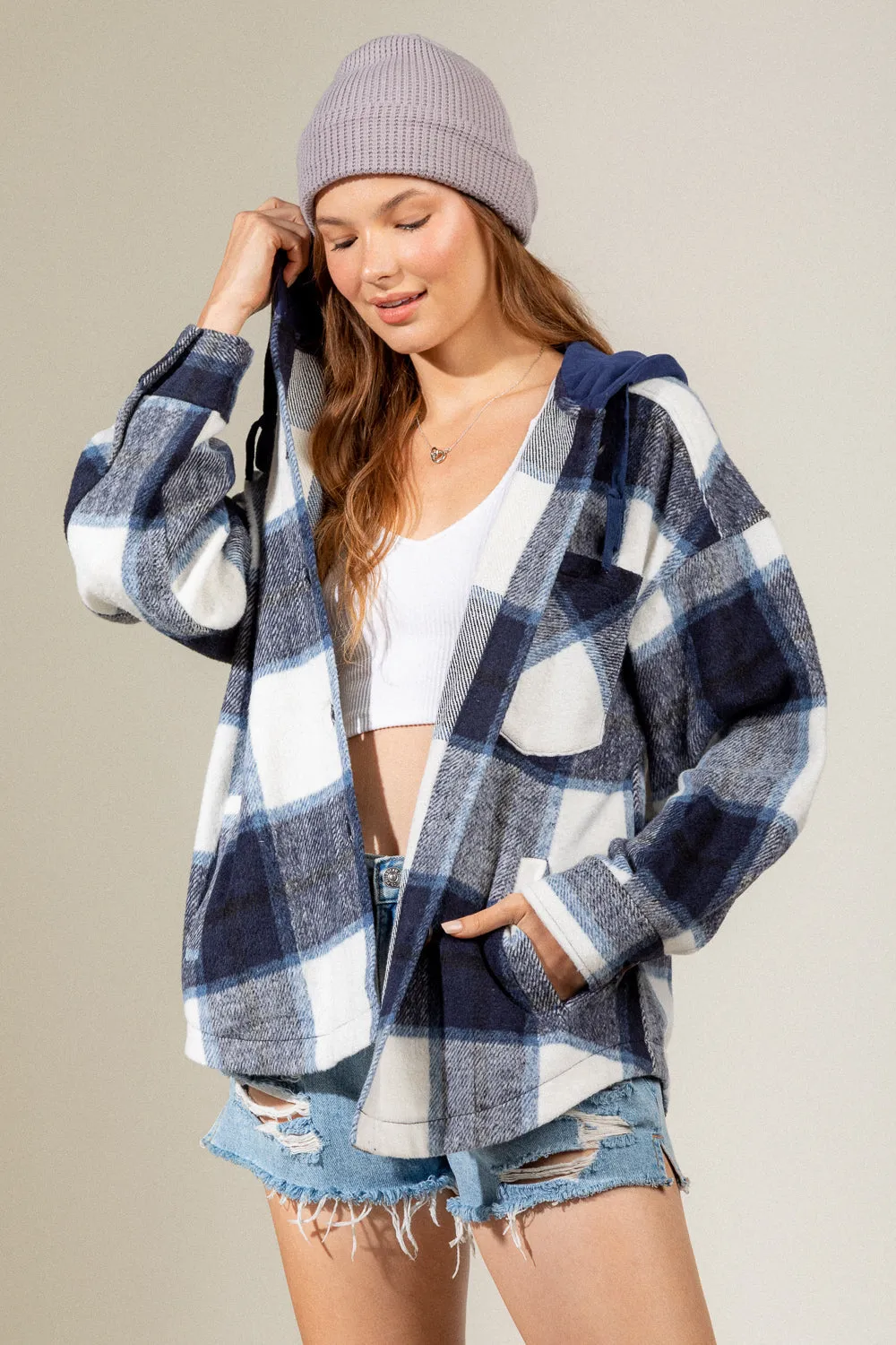 Bonfire Heart Shacket - Navy Mix