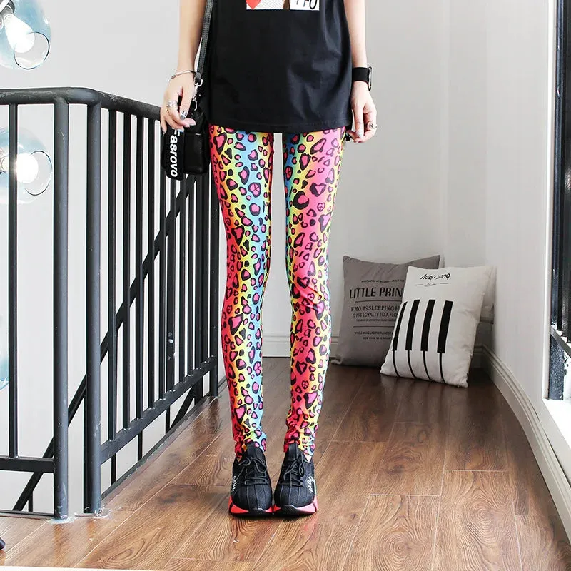 Bonnyshow New Spring Fashion Leggings Sexy Casual Colorful Leg Warmer Fit Most Sizes Leggins Pants Trousers Women's Leggings