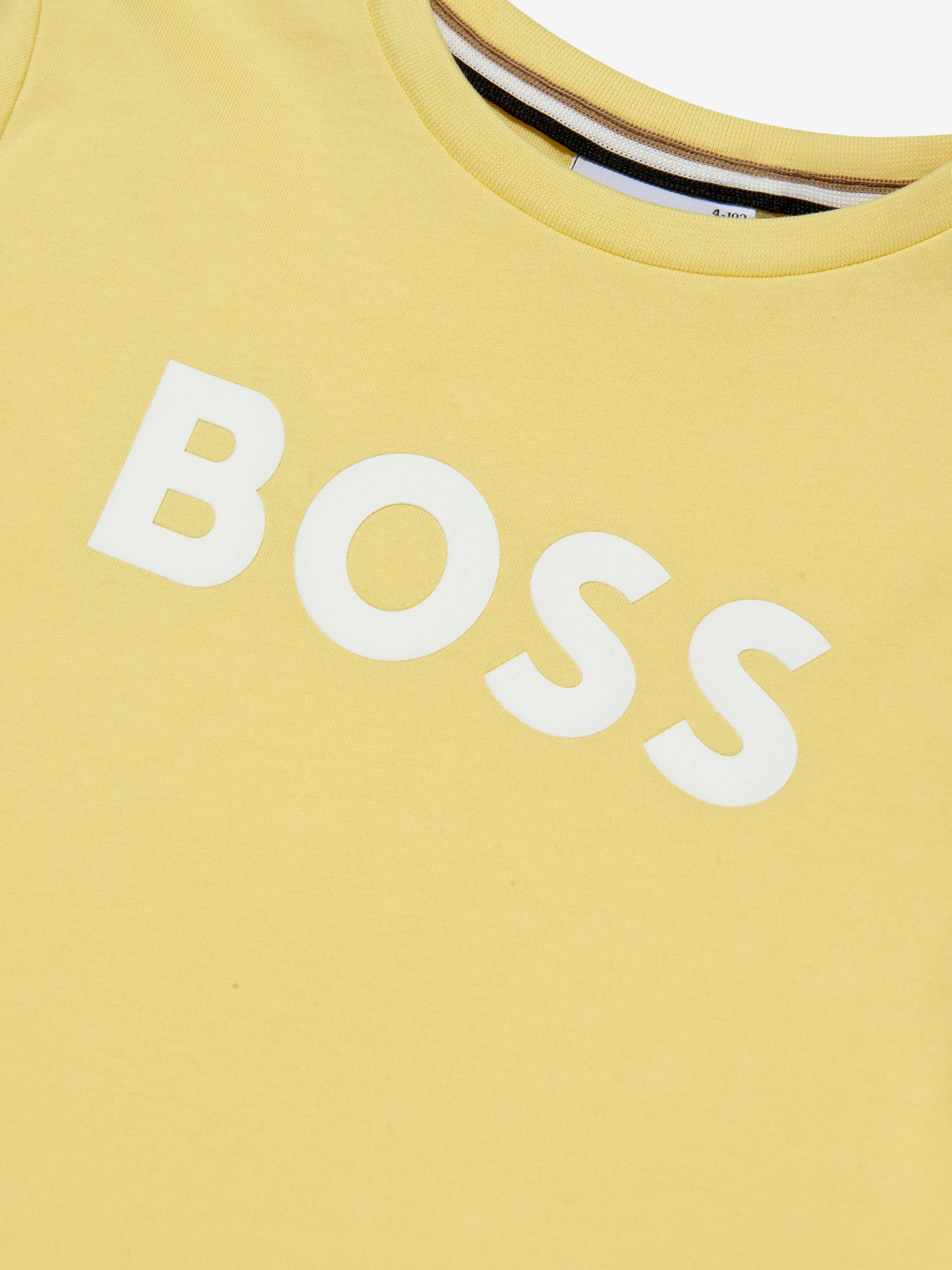 BOSS Boys Logo Print T-Shirt In Yellow