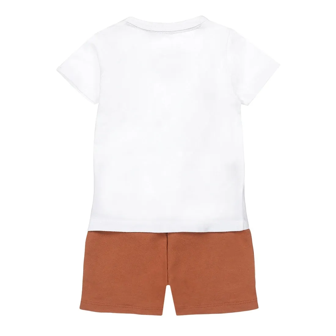 Boys Set T-Shirt And Shorts White Rust Giraffe | Dirkje