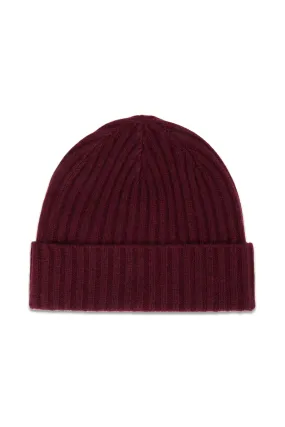 Burgundy Ribbed Cashmere Beanie