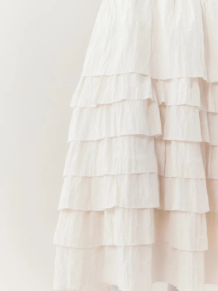 Cake Tiered Natural Retro Cover Long-Skirt