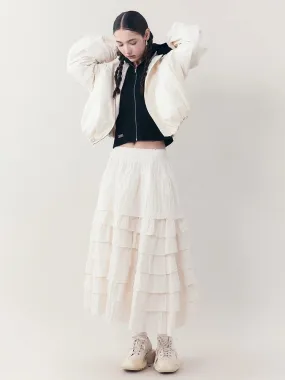 Cake Tiered Natural Retro Cover Long-Skirt