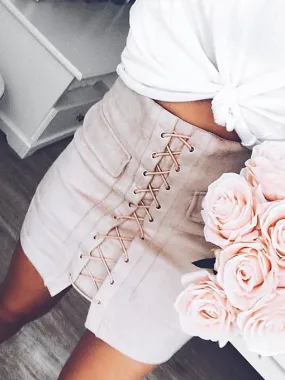Ciara Criss Cross Skirt in Nude Pink